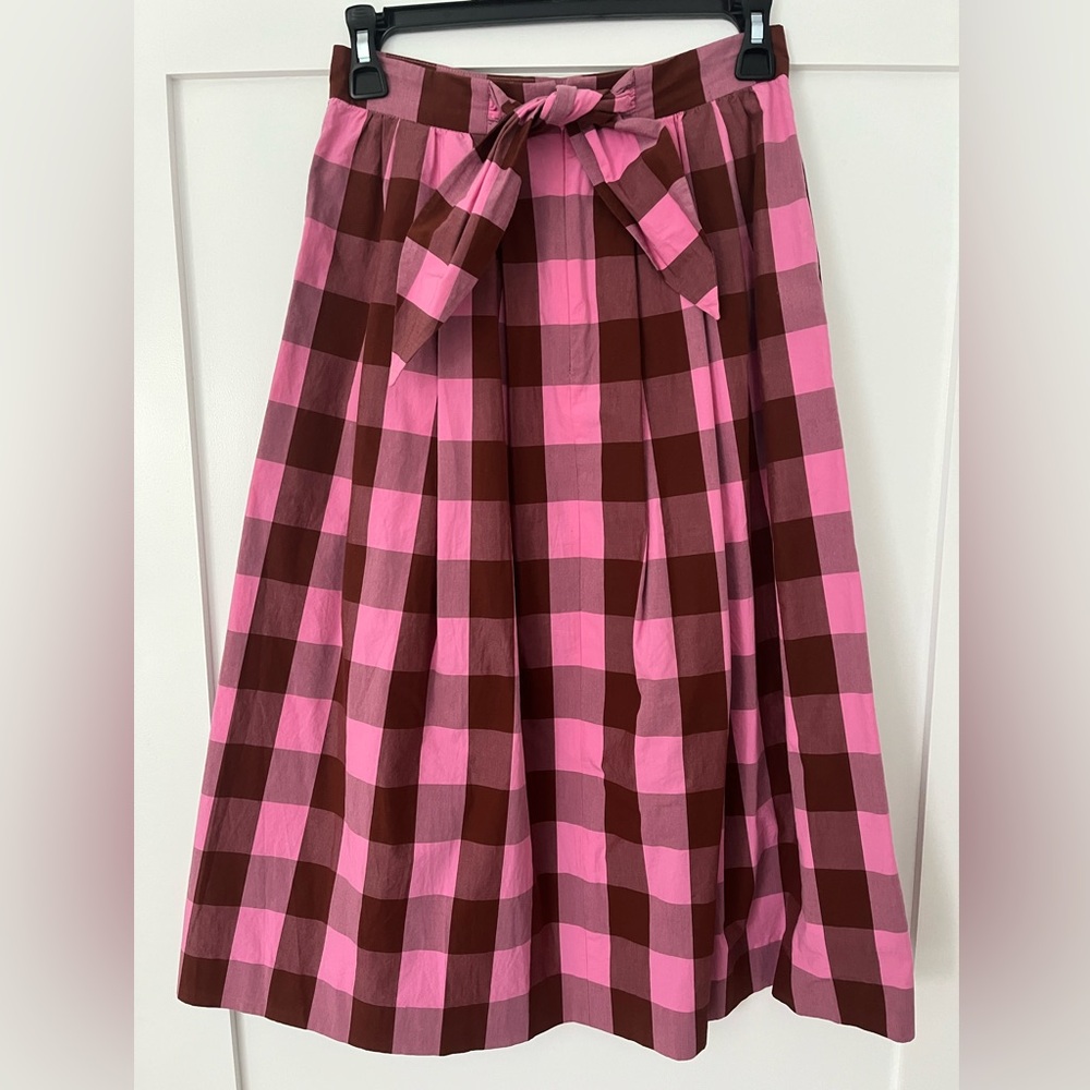 J Crew Cotton Gingham Midi Skirt - size 00 - Perfect Condition - Picture 9 of 10